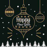 Happy new year with spheres vector design