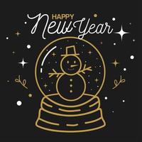 Happy new year with snowman in sphere vector design