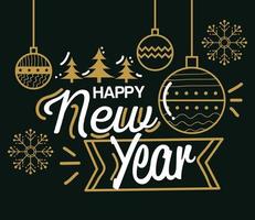 Happy new year with spheres vector design