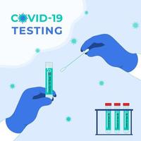 covid 19 tubos de ensayo con muestra de saliva prueba de coronavirus vector