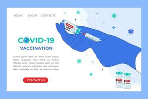 Anti Coronavirus disease COVID 19 infection medical vaccination landing page vector