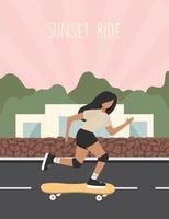 Sunset ride poster vector