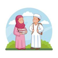 Two Muslim students vector