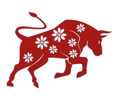 chinese new year ox with floral pattern vector