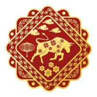 chinese new year golden ox in lace vector