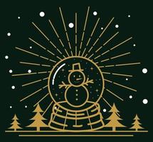 Happy new year with snowman in sphere vector design