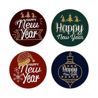 Happy new year with seal stamps vector design