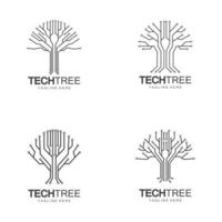 concepto de logotipo de árbol de tecnología tecnología de red verde vector