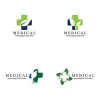 Medical cross and herbal leaf vector