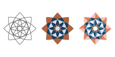estrella marrón azul geométrica oriental lineal y plana y poligonal vector