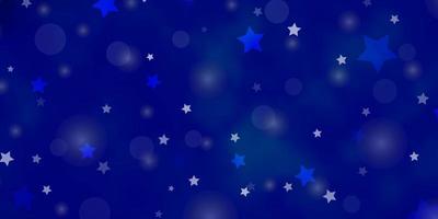 Dark BLUE vector backdrop with circles stars