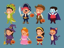 cute little kids dressed as a differents characters vector