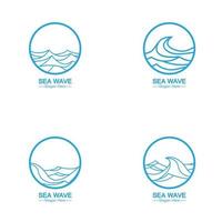 sea ocean wave line logo simple monoline style vector icon symbol illustration