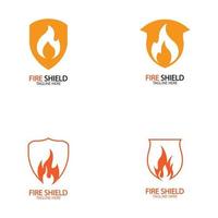 Fire shield logo design element vector