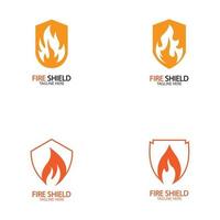 Fire shield logo design element vector