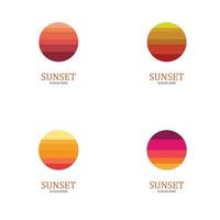 Logotipo de vector de puesta de sol de forma redonda aislada
