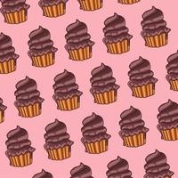 deliciosos cupcakes dulces patrón de fondo vector