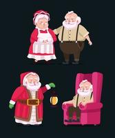 happy merry christmas group of family santa characters vector