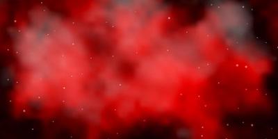 Fondo de vector rojo oscuro con estrellas pequeñas y grandes