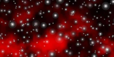 Dark Red vector background with small and big stars