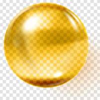 Realistic gold glass ball Transparent golden sphere vector