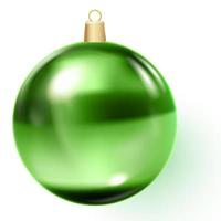 Green Christmas ball Xmas glass ball on white background vector