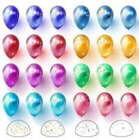 Realistic colorful balloons with confetti Realistic vector