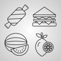 Set of Thin Line Flat Design Icons of Food vector