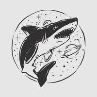 Shark space illustration vector