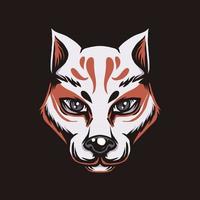 kitsune fox ilustración de estilo japonés vector