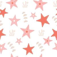 Childish seamless pattern with starfish vector