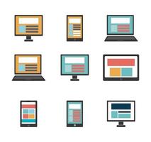 bundle of computer and technological devices vector