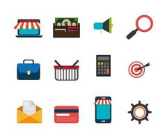 bundle of social media marketing and icons vector
