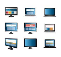 bundle with computers and laptops vector