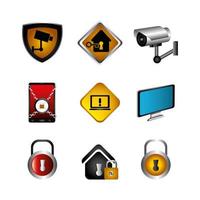 paquete de iconos y seguridad cibernética vector