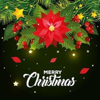 poster of merry christmas and decoration vector