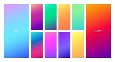 Pastel gradient smooth and vibrant soft color background set for devices pc and modern smartphone screen soft pastel color backgrounds vector ux and ui design illustration isolated on white