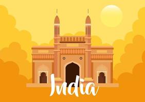 famous monument of india in background for happy independence day vector