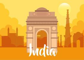 famous monument of india in background for happy independence day vector