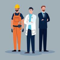 group of men of different professions vector