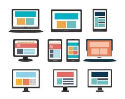 bundle of computer and technological devices vector