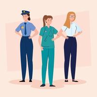group of women of different professions vector