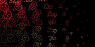 Dark Green Yellow vector background with occult symbols