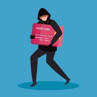 hacker with credit card icon vector