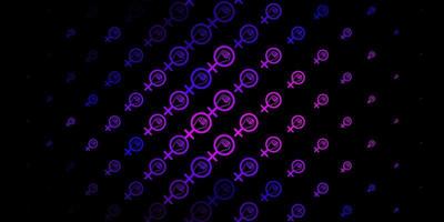 Dark Purple Pink vector background with woman symbols