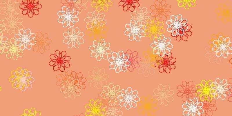 Light Red Yellow vector doodle template with flowers