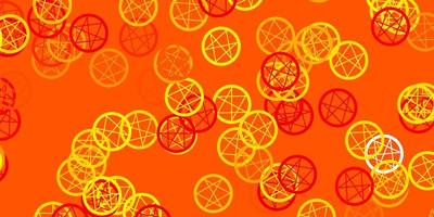 Light Red Yellow vector backdrop with mystery symbols