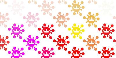 Light pink yellow vector pattern with coronavirus elements