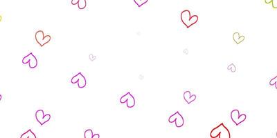 Light Pink Green vector pattern with colorful hearts