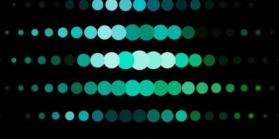 Fondo de vector verde azul oscuro con ilustración de puntos con un conjunto de patrón de esferas abstractas de colores brillantes para folletos folletos